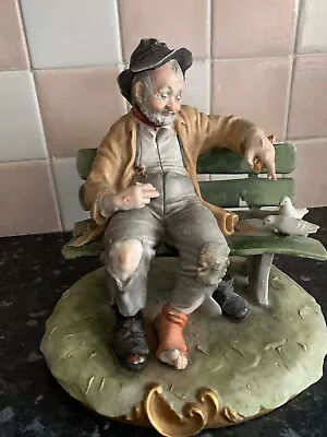 Buy Capodimonte Large Ornament Of A Man Sitting On A Bench • 9.99£
