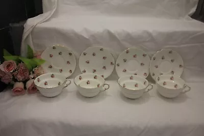Buy [111211 Pretty English Bone China Tea Cups & Saucers X 4 Tiny Ditzy Roses VGC • 12£
