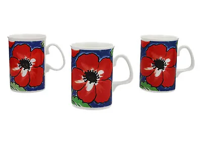 Buy Duchess Fine Bone China Mugs X 3 Red & Purple Floral • 12£