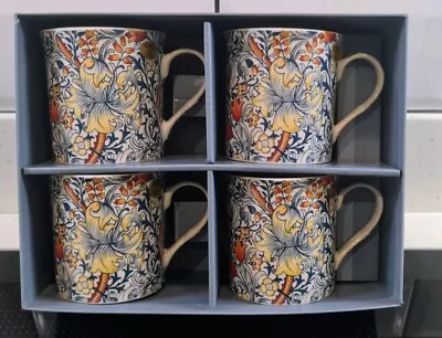 Buy Set Of 4 Fine China Tea Coffee Mugs William Morris Golden Lily Floral *Gift Box* • 19.99£