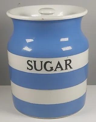Buy Vintage T. G. Green Cornishware Lidded Jar  Sugar  (Black Shield Backstamp) • 30£