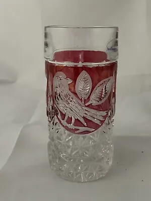 Buy Vintage HOFBAUER Red Byrdes Lead Crystal Tall Tumbler Drinking Glass RARE MCM • 19.99£