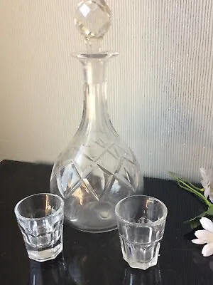 Buy Crystal Decanter With Small Shot Glasses Clear Drinks Sherry/Liquor Bottle 600ml • 10£