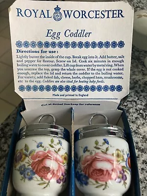 Buy Royal Worcester  Egg Coddlers Boxed Set Of 2 - Bournemouth Pink Rose Pattern • 15£
