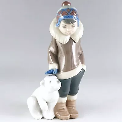 Buy Lladro 5238 Eskimo Boy Polar Bear Cub Figurine Hand Painted Porcelain Spain Vtg • 38.35£