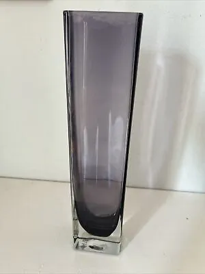 Buy RECTANGULAR CASED MAUVE GLASS VASE - Hand Blown -Polished Pontil- 22cm High • 15.99£