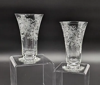 Buy Vintage Heisey Olypiad Iced Tea Glasses Roses Cottage Core Set Of 2 • 36.02£