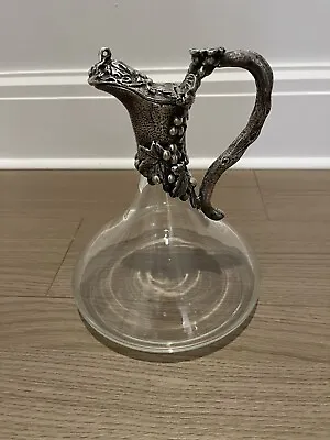 Buy Wine Decanter Glass With Pewter Grape Motif Handle And Ships Style Lid Excellent • 386.05£