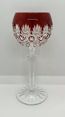 Buy Vintage 7.75  Cut To Clear Ruby Red Wine Goblet • 75.13£