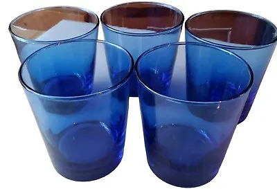 Buy Vintage Cobalt Blue Drinking Glass Set Of 5. Dimensions Tall 4  Wide 3.5 . Oz 14 • 22.64£