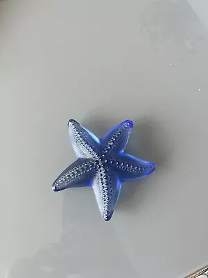 Buy French Lalique Frosted Amber Glass Starfish Paperweight Blue • 200£