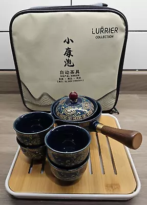 Buy LURRIER Porcelain Chinese Gongfu Tea Set & GIft Bag - Floral Blue • 25£