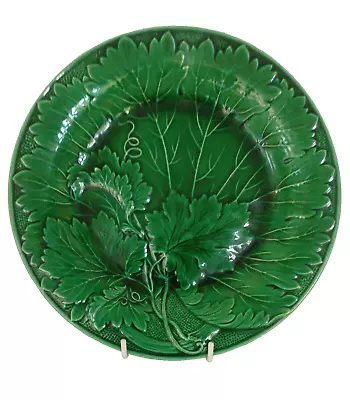 Buy Antique Green Majolica Vine Leaf Plate Circa 1890s Diameter 8.5 /21.5 Cm • 15.99£