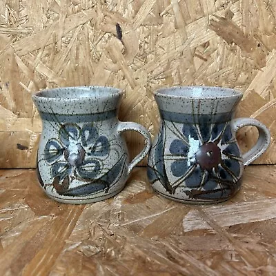Buy 2 X Vintage 1970’s Terry Godby? Studio Pottery Coffee Cup Mug 8.5cm - Flowers • 9.99£