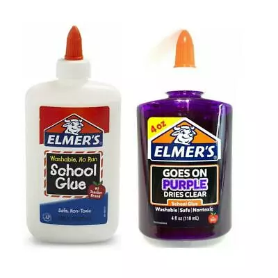 Buy New Elmer Kids Childrens School Glue Purple White Safe Non-Toxic Washable 2 Size • 2.99£