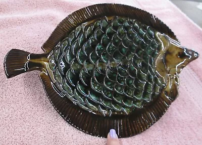 Buy Vintage Signed Guernsey Pottery Flounder Flat Fish Terracotta Decorative Plate • 33.57£