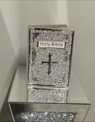 Buy Crushed Diamond Silver Holy Bible Book Sparkle Ornament Bling Home Decor  • 21.99£