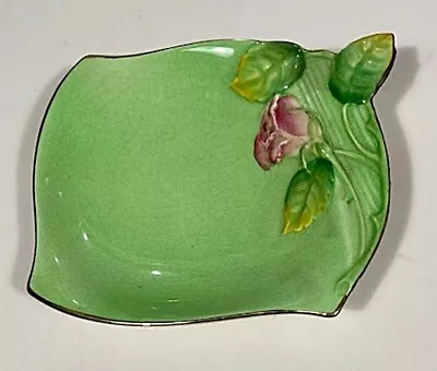 Buy Vintage Royal Winton - Small Green Trinket Dish – Rosebud & Leaves • 5£