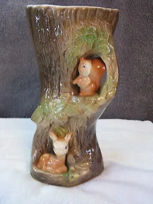 Buy Eastgate Pottery, Withernsea – Squirrel, Deer & Fauna Vase (marked No 94) • 9.99£