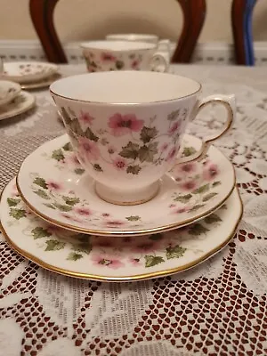Buy Queen Anne Bone China Strawberry Flower Cups And Saucers • 20£