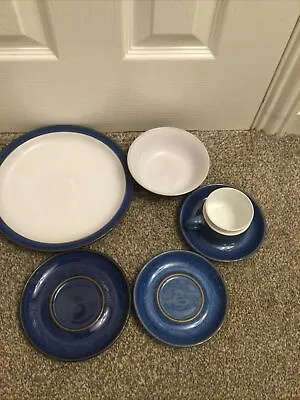Buy 6 X Assorted Vintage Denby Blue Stone Ware Dinner Plate & Bowl & 3 Saucers & Cup • 12£