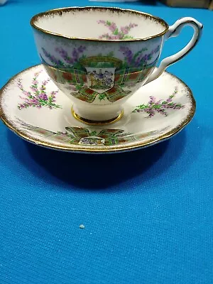 Buy Vintage Royal Stafford Footed Tea Cup & Saucer Set- Scottish Tartan   Maclean  • 30.27£