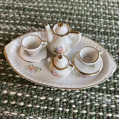 Buy Miniature Porcelain Tea Set Childrens Vintage Floral Teapot Teacups Dress Up • 11.32£
