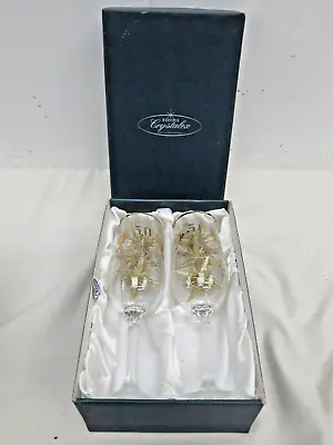 Buy X2 Vintage BOHEMIA Crystal Glasses Czech 50th Birthday Marriage Anniversary • 9.99£