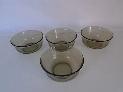 Buy Vintage Arcoroc Dessert Bowls Cereal Soup X 4 Brown Smoked Glass 70s 80s • 12.99£