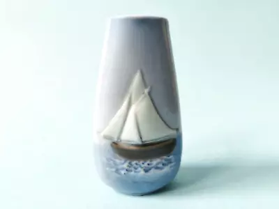 Buy Vtg Danish Royal Copenhagen ? Sailing Ship Miniature Pottery Ceramic Vase • 19.99£