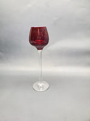 Buy Vtg Ruby Red Clear Long Stem Wine Glass Or Liquor Glass  • 11.85£