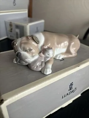 Buy Lladro Figurine 6417 Sleeping Bulldog & Kitten Cat Unlikely Friends C1990s VGC • 19.99£