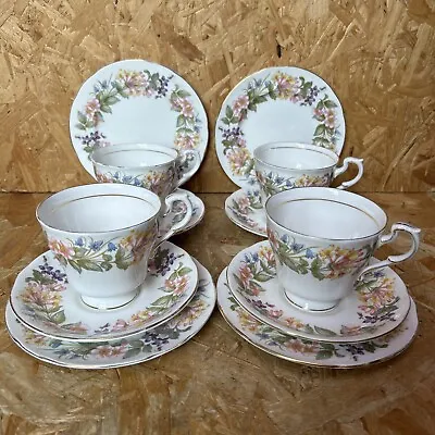 Buy 4 X Vintage Paragon China Country Lane Tea Trio Set - Cup Saucer Side Tea Plate • 14.99£