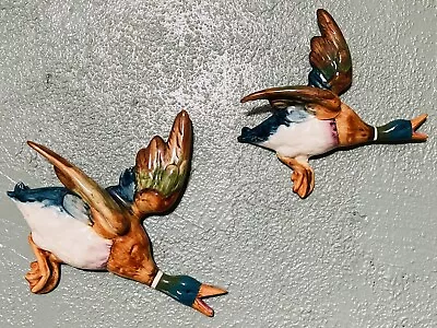 Buy Pair Beswick Flying Ducks Mallards 596-2 596-3 Wall Figurines Repaired Wings • 134.50£