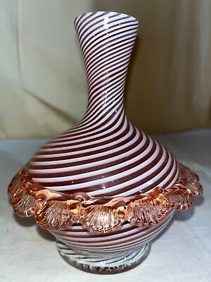 Buy Stevens & Williams Cranberry Opalescent Art Glass Vase-Rigaree-Victorian- • 351.79£