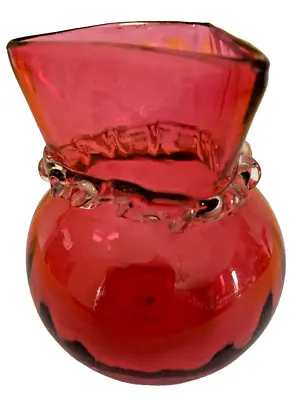Buy CRANBERRY GLASS VASE. Spherical Weith Triangular Opening. • 8£