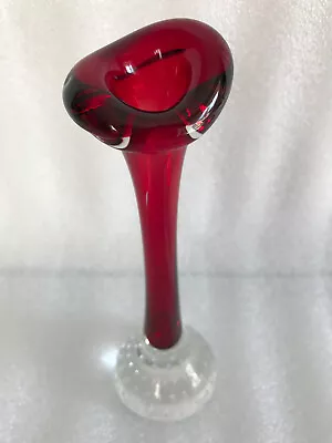 Buy Vintage Retro 60s Art Glass Aseda Swedish Bone Jack Red Bubble Bud Vase • 9.99£