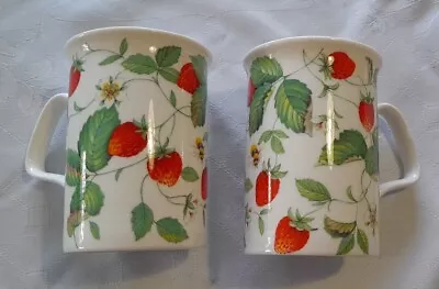 Buy Pair Of Roy Kirkham Alpine Strawberry Fine Bone China Mugs -2000 • 14.99£