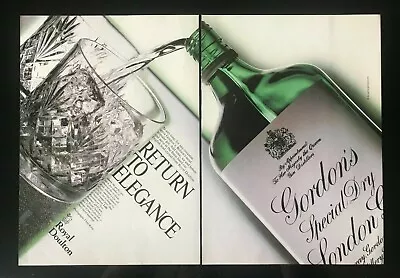 Buy 1987 Gordon's Gin & Royal Doulton Vintage 2-Pg PRINT AD 'Return To Elegance' • 9.46£