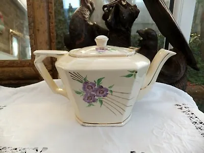 Buy Staffordshire Art Deco Floral Teapot George Clews Purple Flowers Best Teapots • 55£