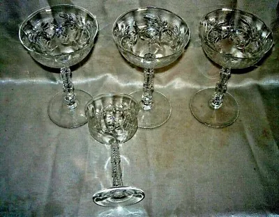 Buy 4 High Quality Cut Crystal Champagne/Sorbet Stems Glasses Stepped Stems Gorgeous • 27.48£
