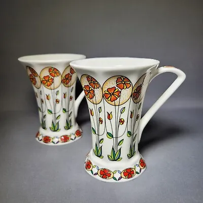 Buy Pair Of Tall Johnson Brothers Mugs Flowers Art • 12.90£