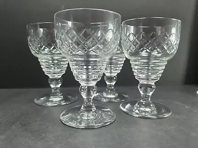 Buy 4x Antique Edwardian Cut Glass Crystal Sherry Port Glasses 9cm • 25£