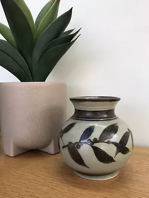 Buy J S Stuart Quayside Pottery, Exeter Studio Pottery Small Round Leaf Pattern Vase • 9£