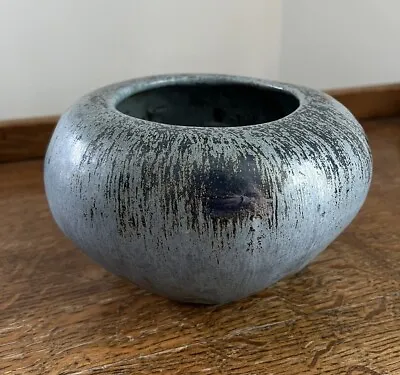 Buy Mystery Pottery Blue Crystalline Drip Glaze Bowl Vase Antique Vintage Flambé • 80.64£