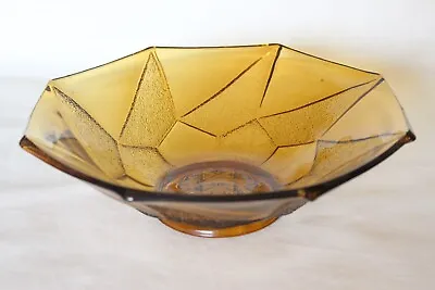 Buy Art Deco Amber Glass Flanged Bowl By Sowerby • 13.99£
