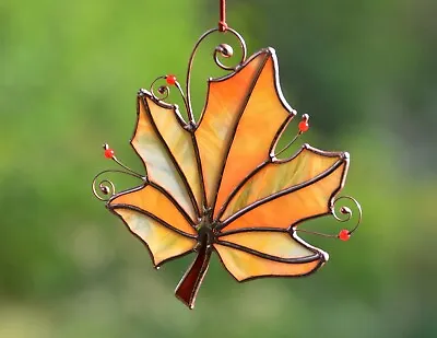 Buy Stained Glass Autumn Leaf Suncatcher, Fall Decor, Windows Hangings Decoration • 43.23£