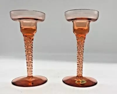 Buy Wedgwood Candle Holder - Pair Of Vintage Topaz Glass 1970s (MM155G) • 9£