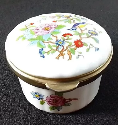 Buy Aynsley Pembroke Bone China Trinket Box Hinged Lid  Flowers And Bird Gold Rims • 11.99£