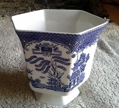 Buy Blue Willow Vase GC Make In England • 21.99£